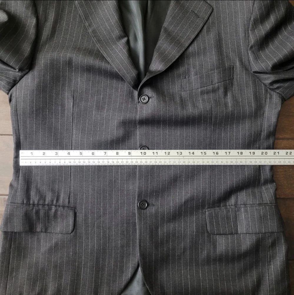 40R Eredi Pisano Men Super‎ 110s Black Pinstripe Loro Piana Wool Blazer Luxury